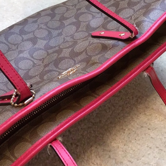 Coach City Tote, Tan/Brown/Pink - Picture 14 of 15